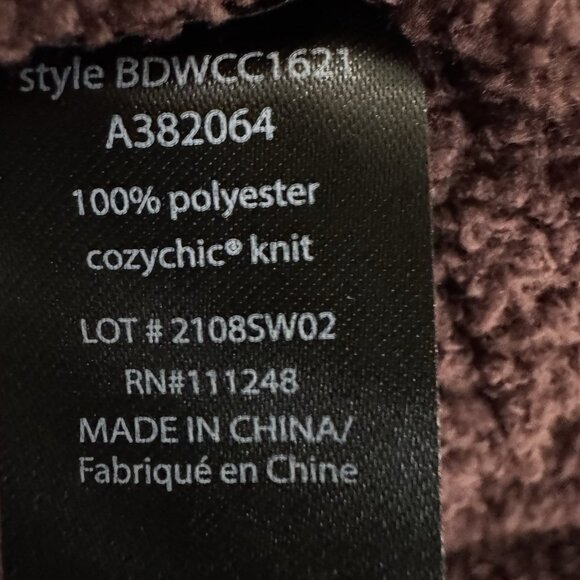 Barefoot Dreams Cozychic Chevron Ribbed Cardigan Size L/XL Deep Garnet New - Picture 9 of 10